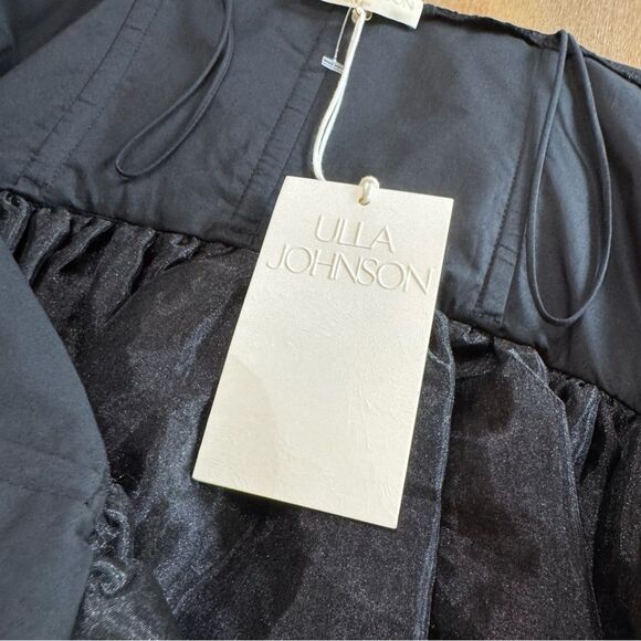 Ulla Johnson Oui Dress Size 4 Strapless Jacquard Floral Motif Black Silk Blend - Picture 12 of 16